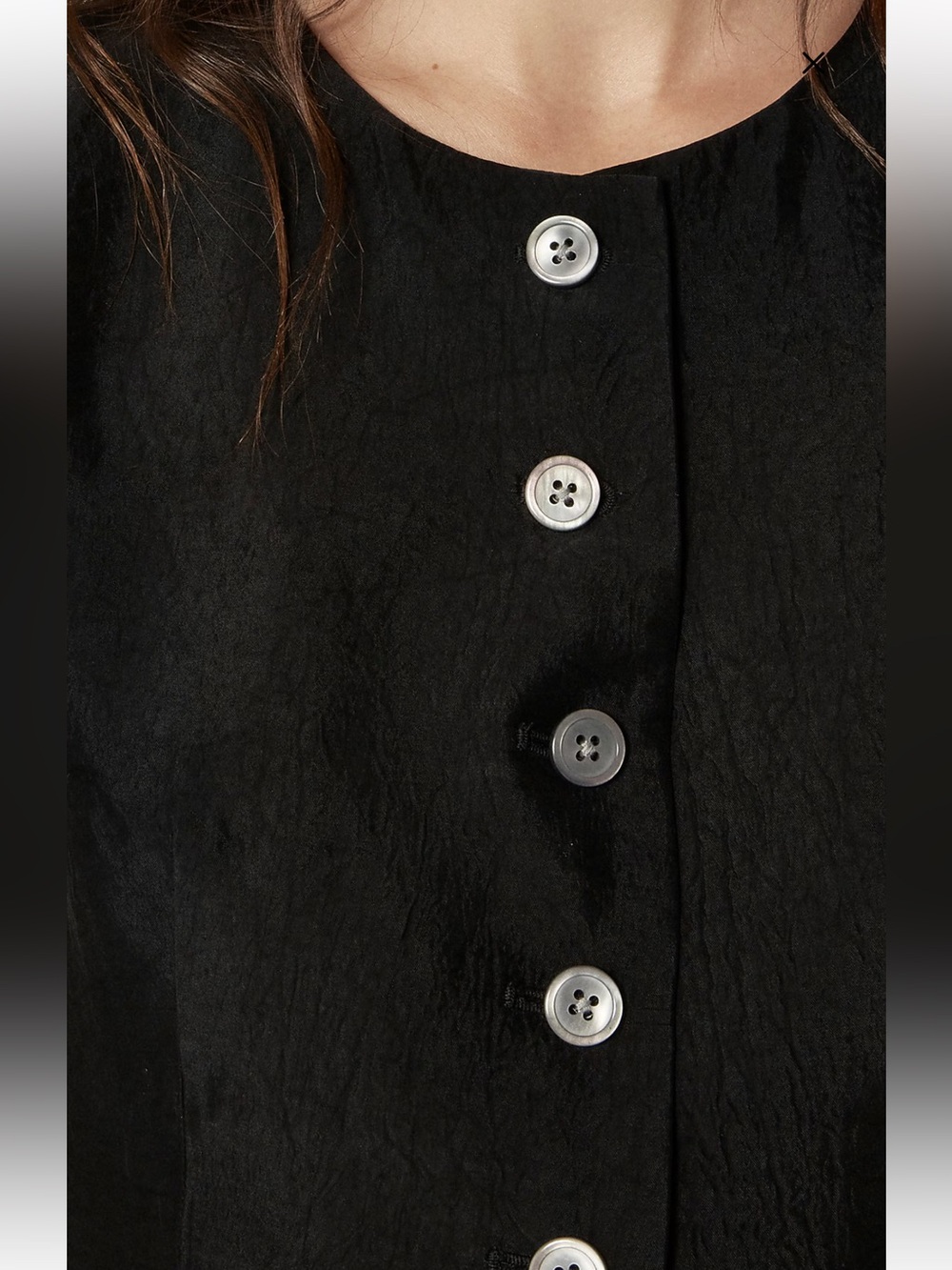J. Crew Black Essential cutaway vest top in textured satin - Picture 5 of 7